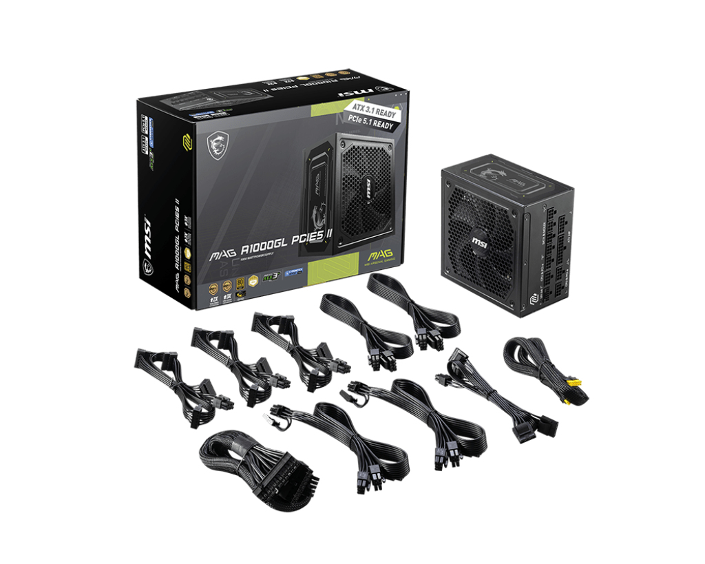 MSI MAG A1000GL PCIE5 II power supply unit 1000 W 24-pin ATX ATX Zwart - Afbeelding 5