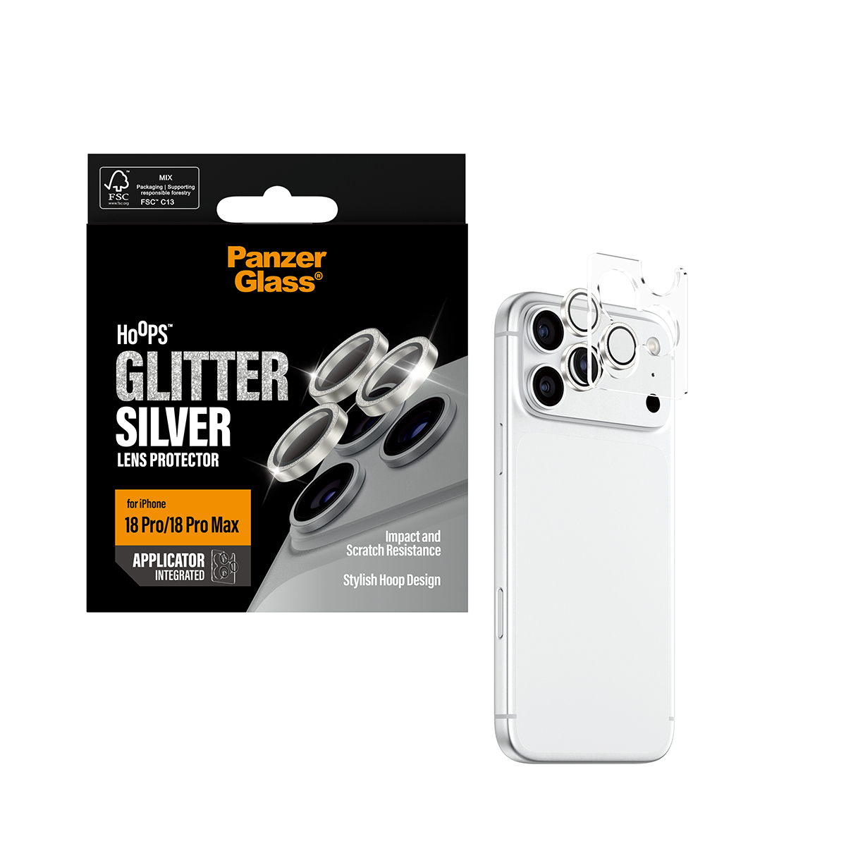 PanzerGlass ® Hoops® Camera Lens Protector Glitter Silver iPhone 2026 Pro | 2026 Pro Max Doorzichtige schermbeschermer 1 stuk(s) - Afbeelding 6