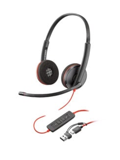 HP Poly Blackwire 3220 zwarte stereo USB-C-headset + USB-C/A-adapter (bulk)
