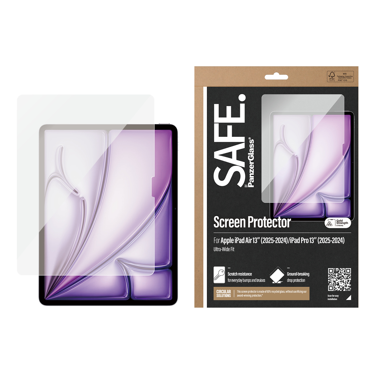 PanzerGlass SAFE. by ® Screen Protector iPad Air 13'' (2024-2026) |iPad Pro 13'' (2024-2025) | Ultra-Wide Fit Doorzichtige schermbeschermer Apple 1 stuk(s) - Afbeelding 3