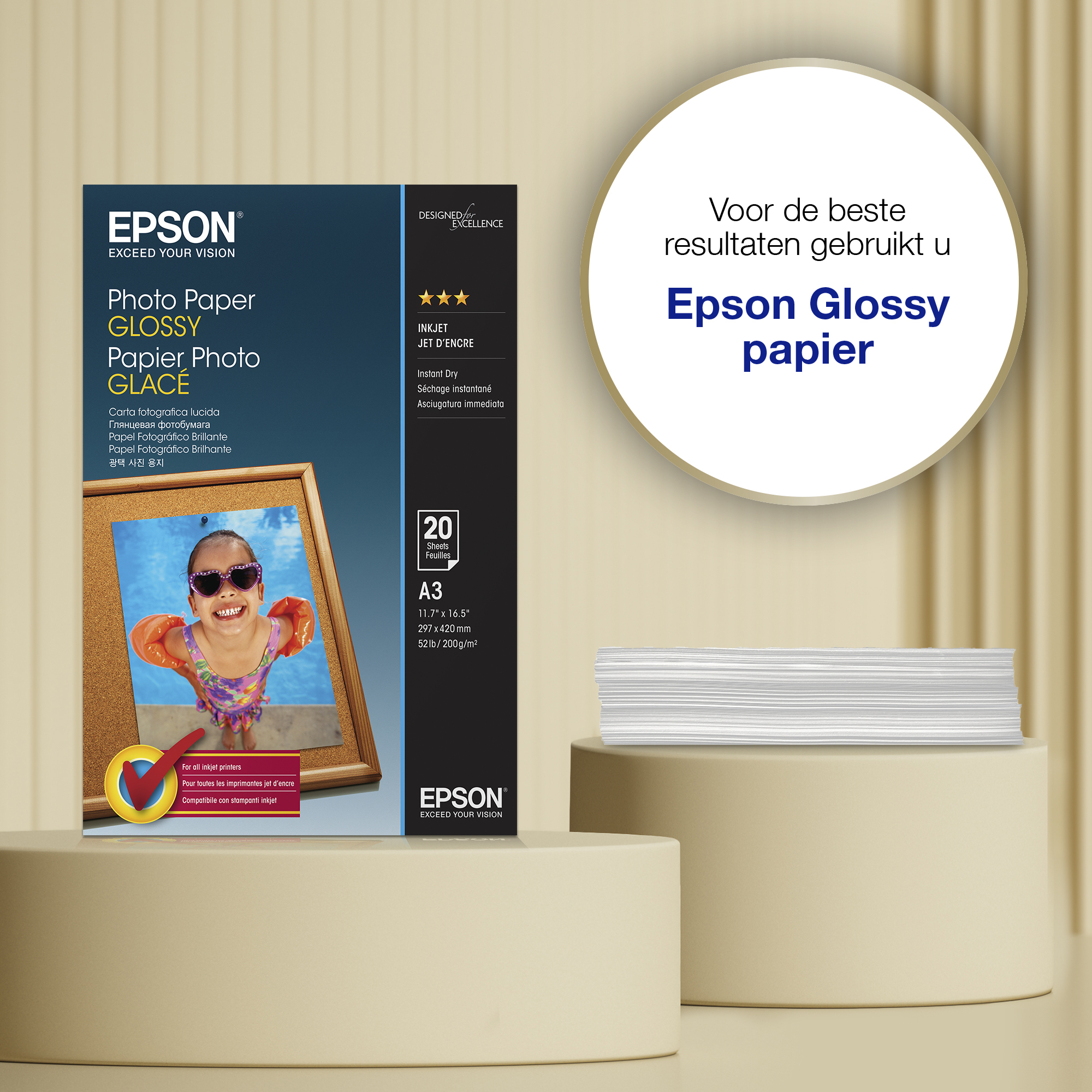 Epson A3 Glossy Photo Paper 200 g/m2, 20 vellen - Afbeelding 3