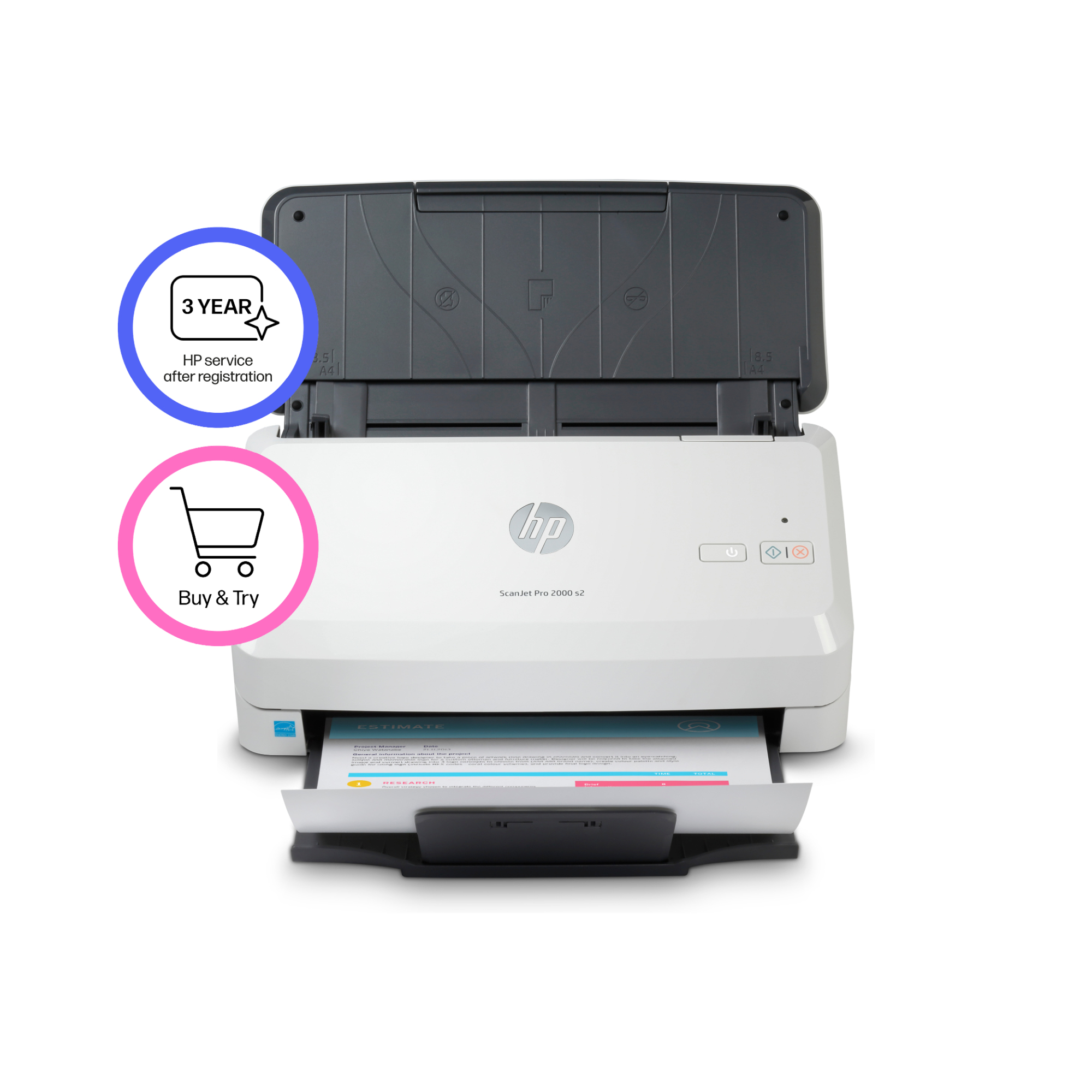 HP Scanjet Pro 2000 s2 Sheet-feed Scanner Paginascanner 600 x 600 DPI A4 Zwart, Wit - Afbeelding 3