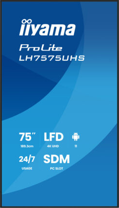 iiyama LH7575UHS-B2AG beeldkrant Digitale signage flatscreen 190,5 cm (75") LCD Wifi 500 cd/m² 4K Ultra HD Zwart Type processor Android 11 24/7 - Afbeelding 4