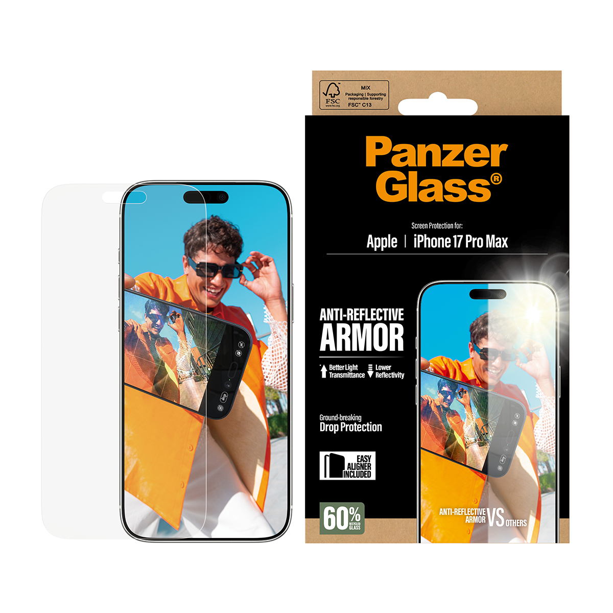PanzerGlass ® Anti-Reflective Armor Screen Protector iPhone 17 Pro Max w. EasyAligner Doorzichtige schermbeschermer Apple 1 stuk(s) - Afbeelding 3