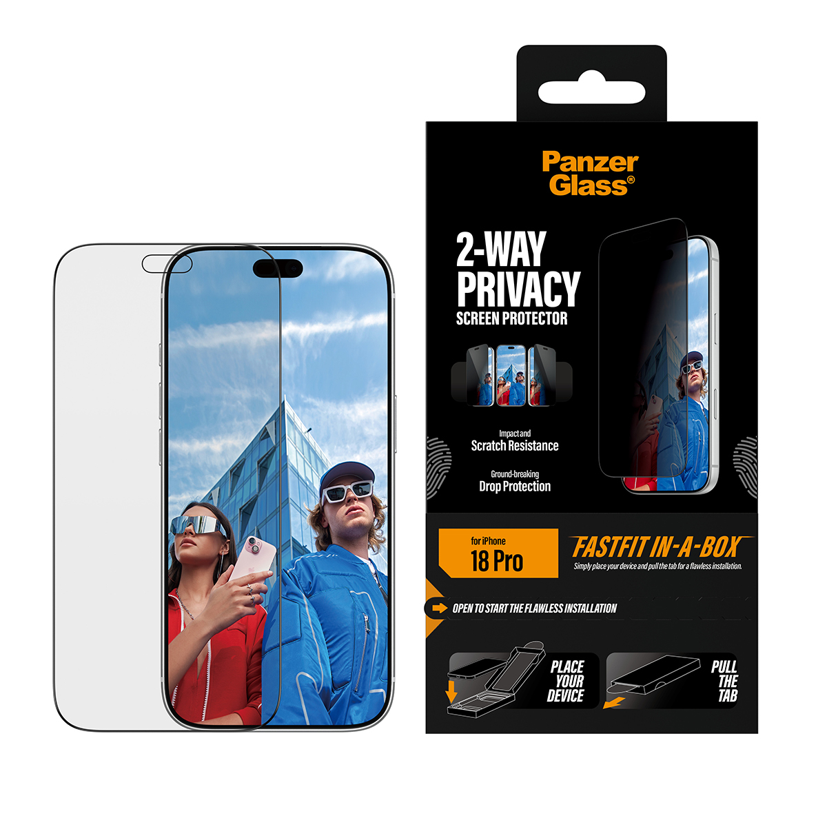 PanzerGlass ® 2-Way Privacy Screen Protector iPhone 2026 Pro | Ultra-Wide Fit w. FASTFIT IN-A-BOX Doorzichtige schermbeschermer 1 stuk(s) - Afbeelding 3