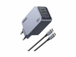 Ugreen Nexode Pro EU 3-Port GaN PD Fast Charger With USB-C Cable Universeel Zwart, Grijs AC Snel opladen Binnen