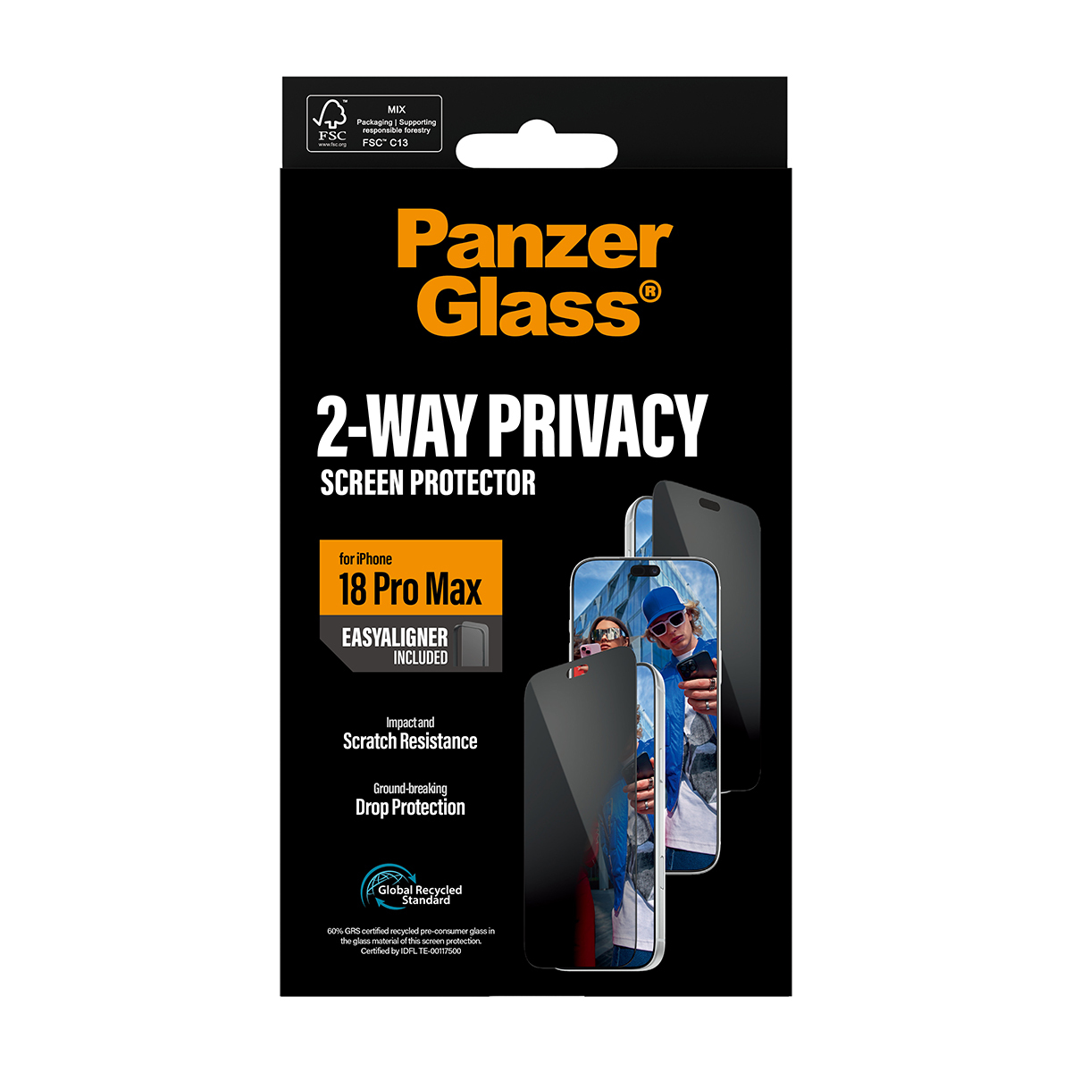 PanzerGlass ® 2-Way Privacy Screen Protector iPhone 2026 Pro Max | Ultra-Wide Fit w. EasyAligner Doorzichtige schermbeschermer 1 stuk(s) - Afbeelding 4