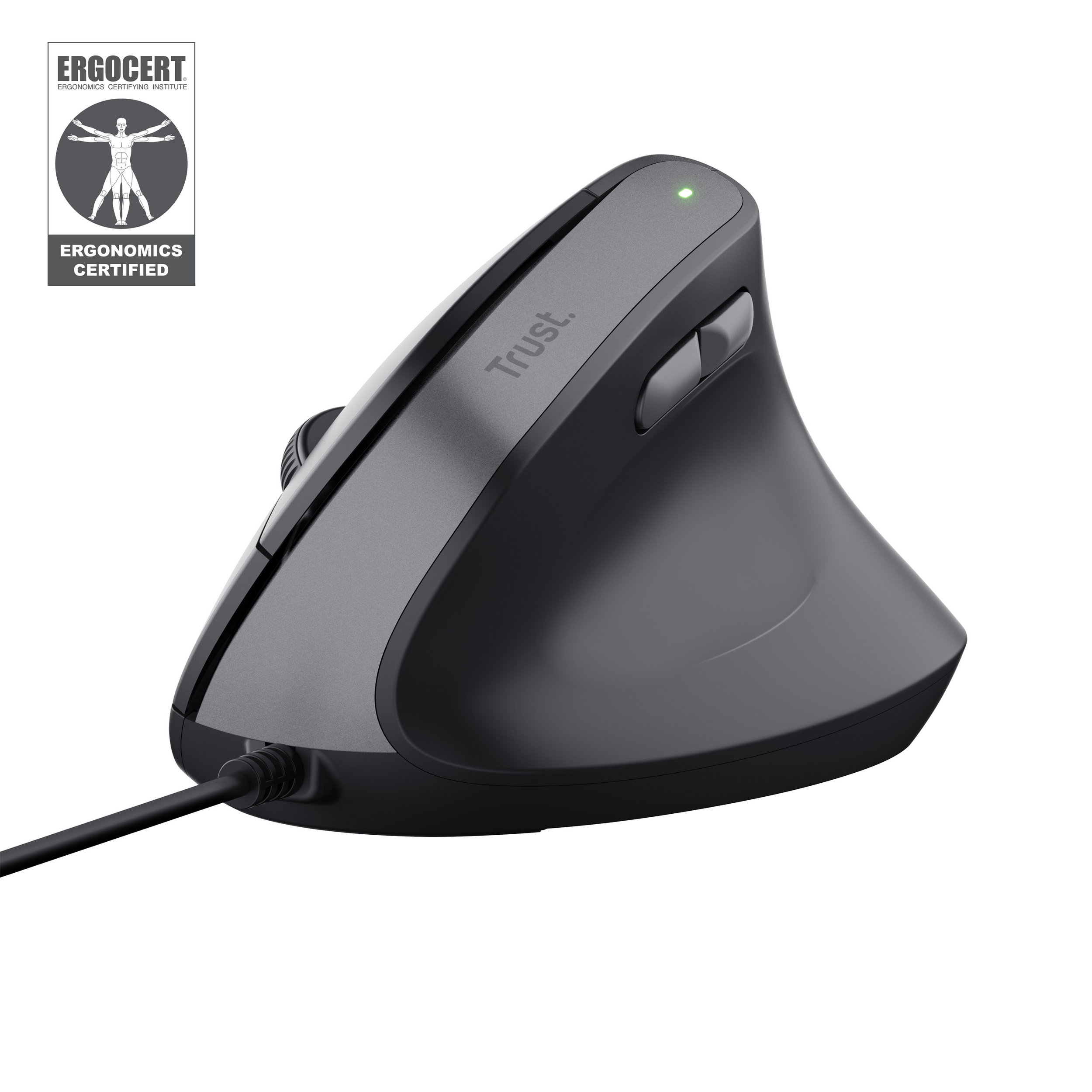 Trust Bayo II Ergonomische bedrade muis – ergonomische muis – rechtshandige muis – USB Type‑A aansluiting – Zwart - Afbeelding 2
