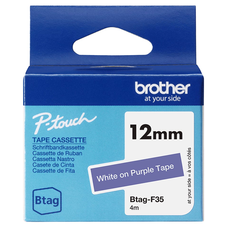 Brother BTAG-F35 labelprinter-tape Wit op paars - Afbeelding 2