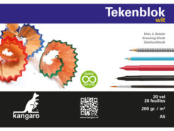 Tekenblok Kangaro A5 200 gr 20 Vel Wit Zuurvrij Gelijmd