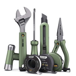 DELI Haushalts-Werkzeug-Set 8-teilig signalgrün