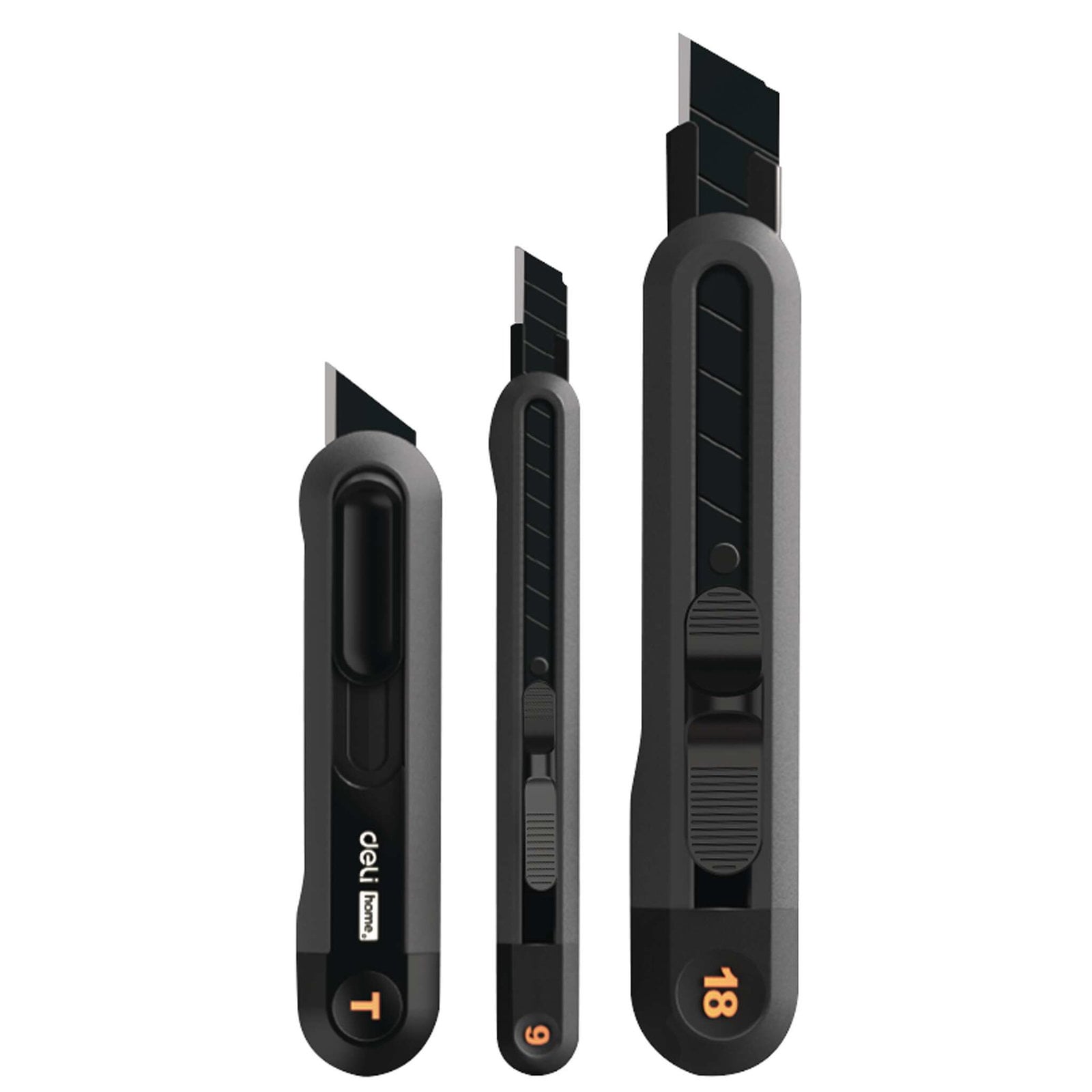DELI Cuttermesser Set 3-teilig grijs