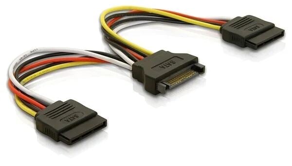 DeLOCK Cable Power SATA 15pin > 2x SATA HDD – straight 0,15 m