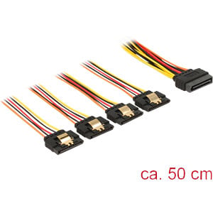 DeLOCK 60158 SATA-kabel 0,5 m SATA 15-pin 4 x SATA 15-pins Meerkleurig