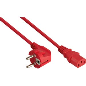 Kabelmeister SK0130-R005 electriciteitssnoer Rood 0,5 m Netstekker type E+F IEC C13