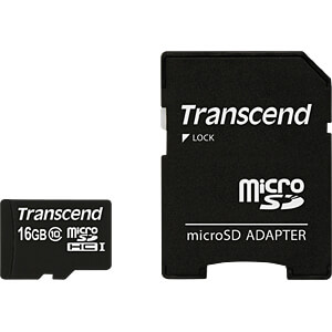 TRANSCEND Micro SDHC 16GB Cls 10 + 1 adp