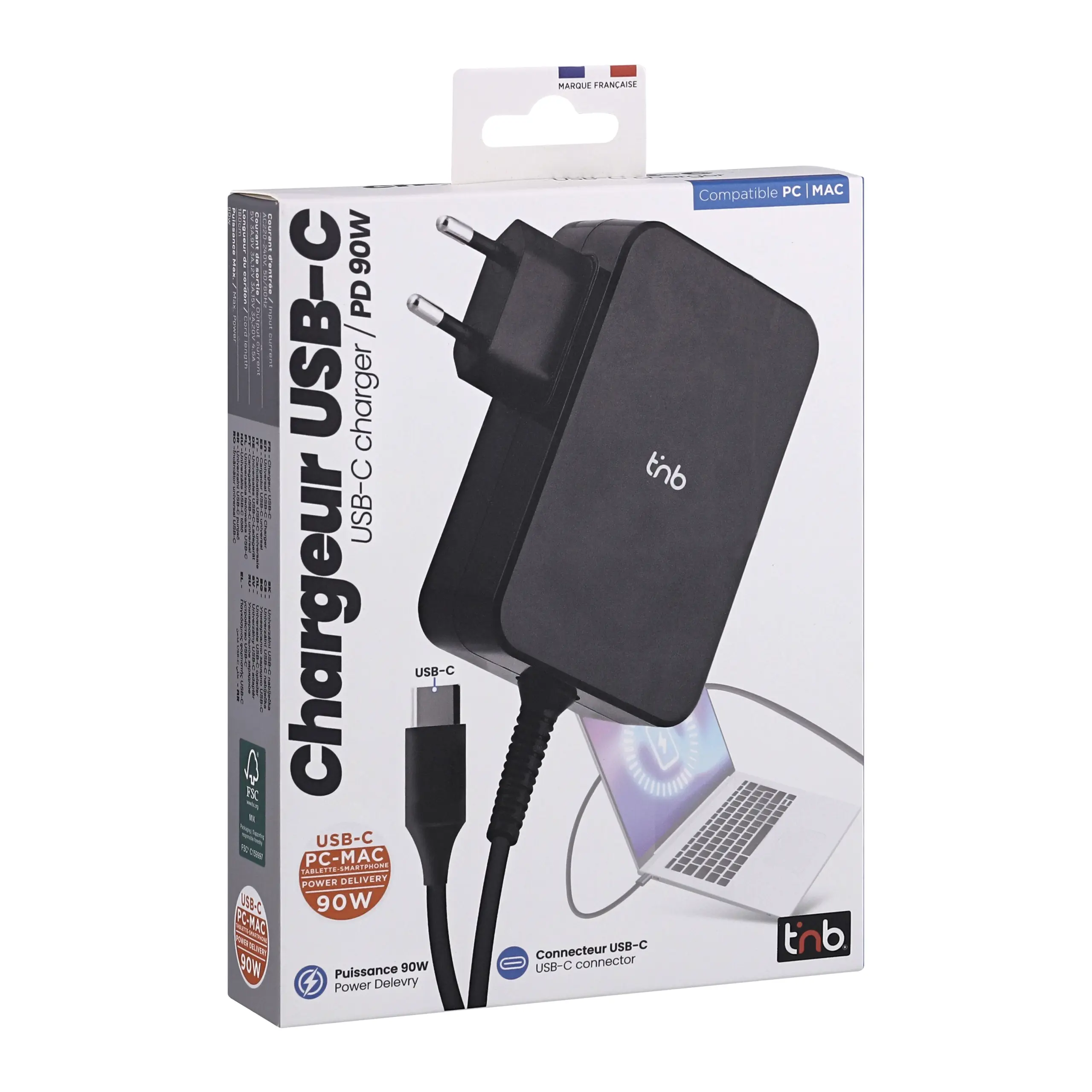 TNB 90W USB-C Charger With Wall Outlet