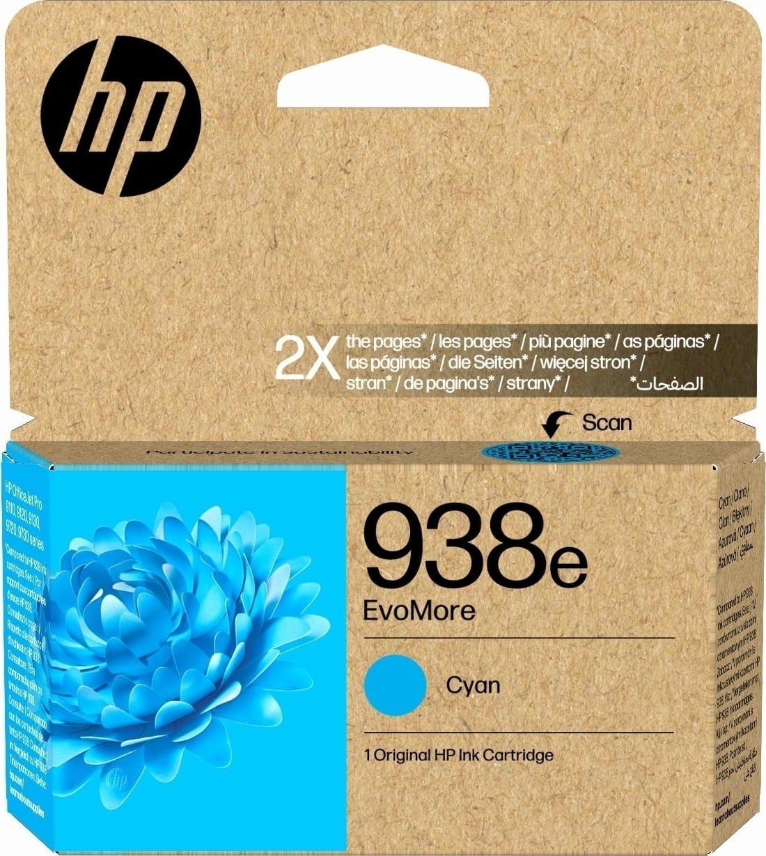 HP 938e EvoMore Cyan Original Ink Cart