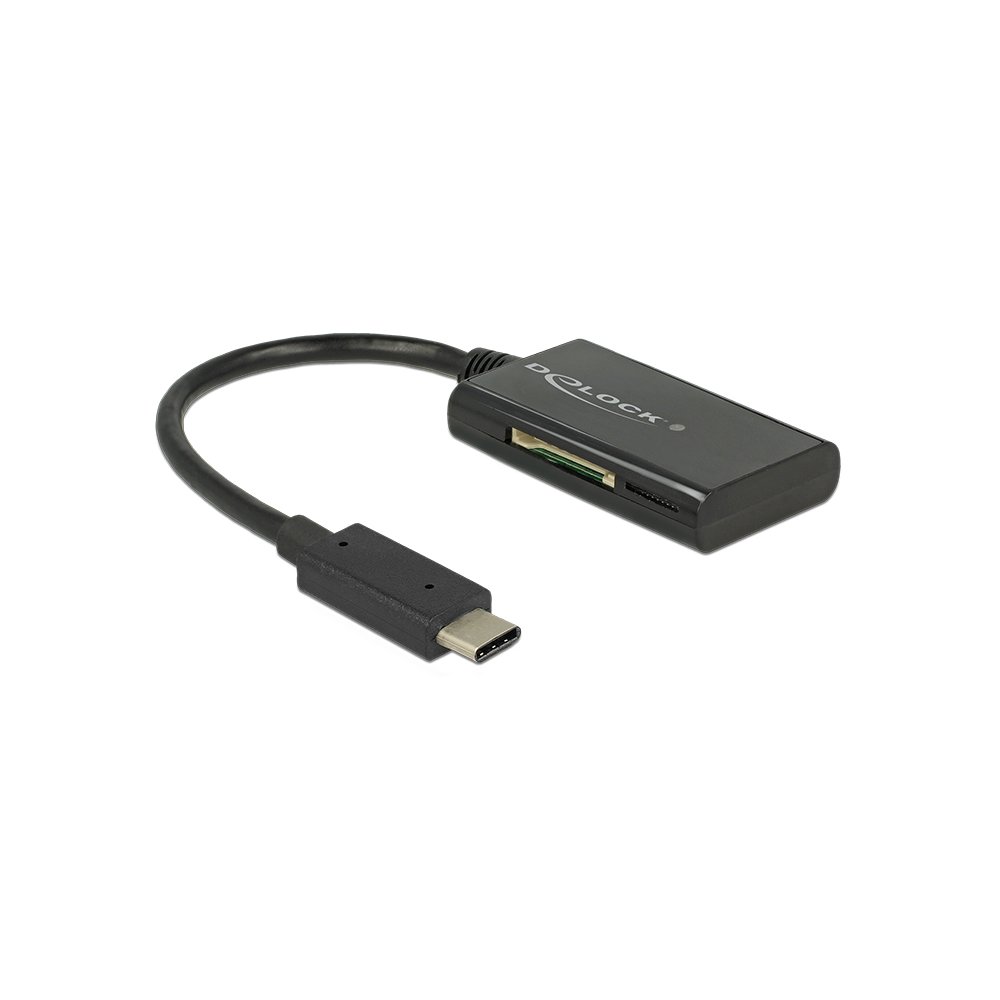 DeLOCK 91740 geheugenkaartlezer USB 3.2 Gen 1 (3.1 Gen 1) Type-C Zwart