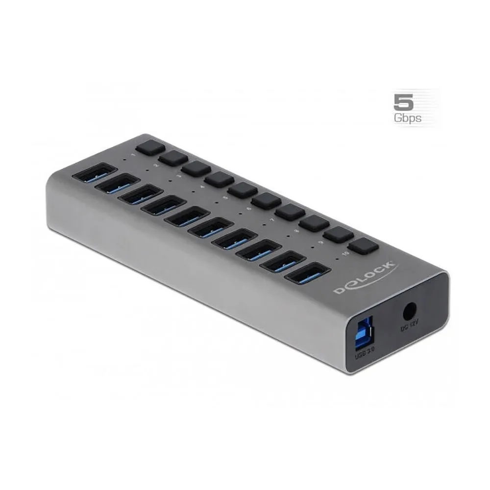 DeLOCK 63670 interface hub USB 3.2 Gen 1 (3.1 Gen 1) Type-B 5000 Mbit/s Grijs