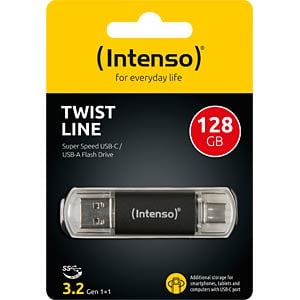 Intenso Twist Line USB flash drive 128 GB USB Type-A / USB Type-C 3.2 Gen 1 (3.1 Gen 1) Antraciet