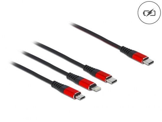 DeLOCK 86710 USB-kabel USB 2.0 0,3 m USB C USB C/Micro-USB B/Lightning Zwart, Rood
