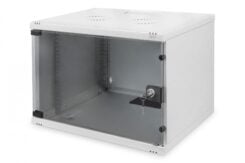 DIGITUS 7U wall mounting cabinet - SOHO - unmounted 370x540x400 mm - full glass front door - Grey