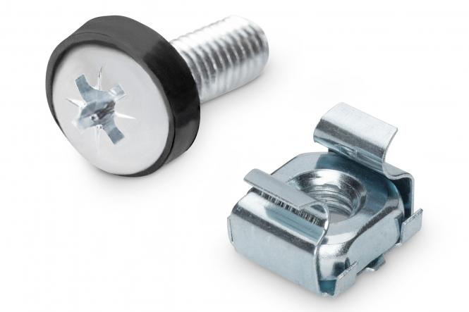 DIGITUS M6 installation screw set - 50 pieces 50x silver screws - cage nuts and washers