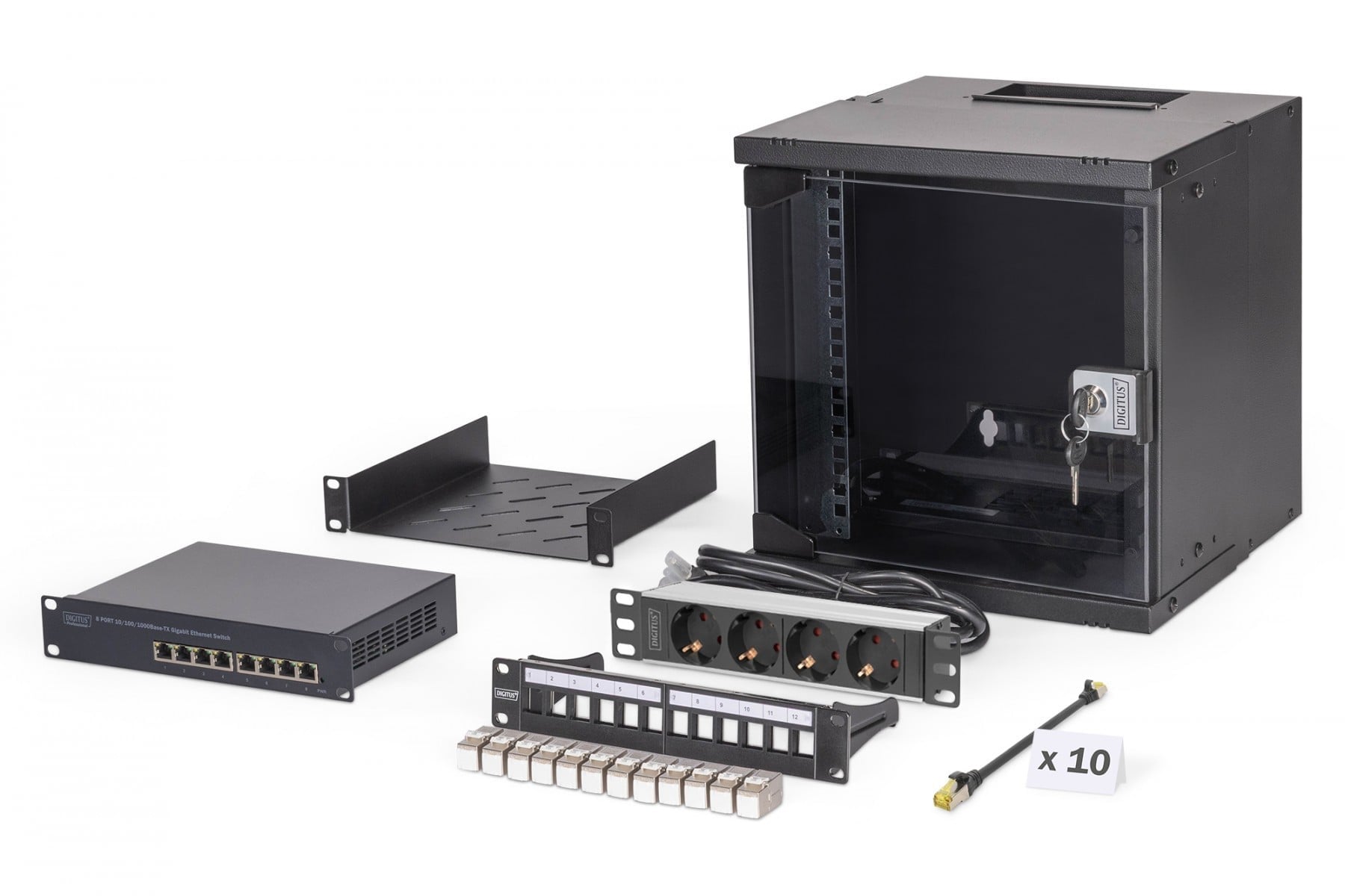 Digitus DN-49101-SET rack 6U Wandrek Zwart