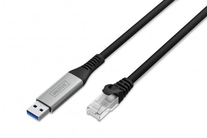 DIGITUS CAT 6A S/FTP Cable - USB-A to  RJ45 - 1 Gbit/s - 2m - USB 3.2 Gen1 - LSZH Jacket