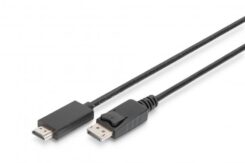 DIGITUS DisplayPort adapter cable - DP - HDMI type A M/M - 2m - w/lock - DP 1.2_HDMI 2.0 -4K/60Hz - Black