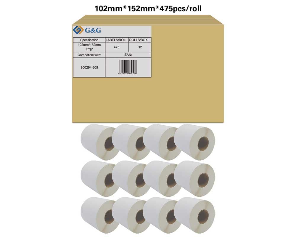 G&G Zebra 800294-605 12x475 TT-Etiketten 102x152mm perf.