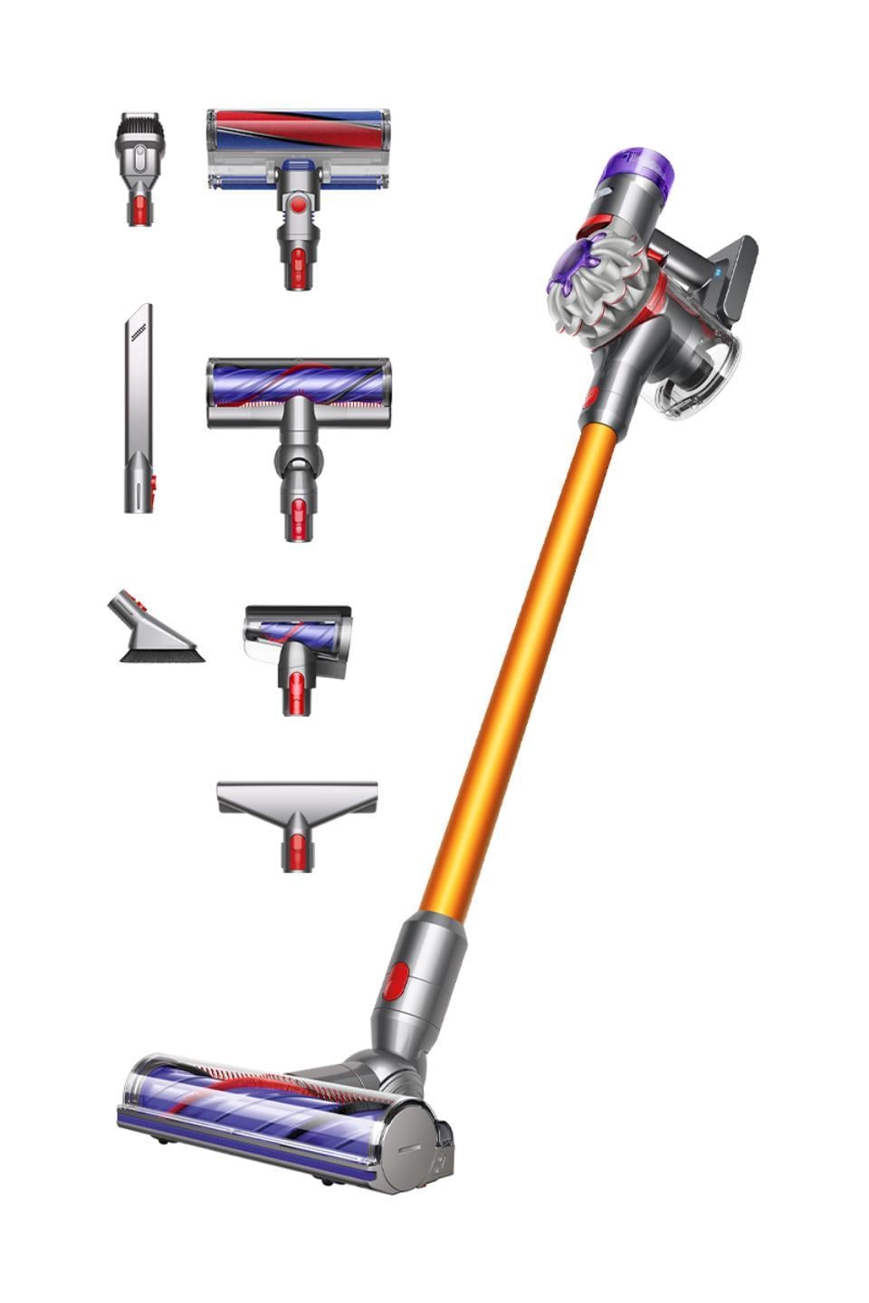 DYSON V8 Absolute 2-in-1-Steelvacuumcleaner, Bagless, Silver, Yellow, Dry, Cyclonic