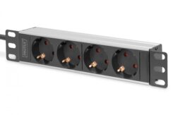 DIGITUS 1U Aluminum PDU - 10inch rack mount - 4x safety outlet - 16A - 4000W - 250VAC 50/60Hz