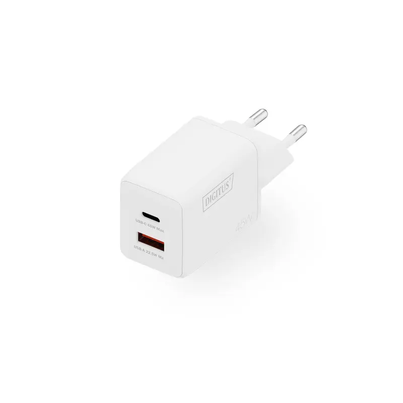 DIGITUS USB GaN Charger 30W - 1x USB-C - 1x USB-A - White