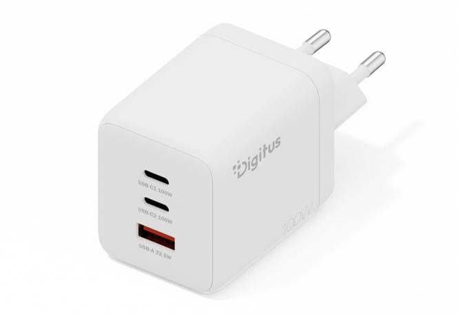 DIGITUS USB GaN Charger 100W - 2x USB-C - 1x USB-A - White