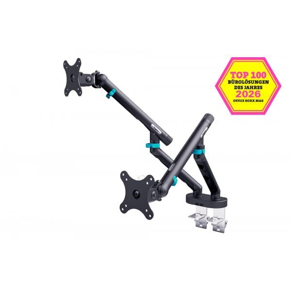 DIGITUS Dual Design Monitor Mount - 2x35inch - 2x10kg - Mechanical Spring - VESA 75x75 - 100x100 - Black