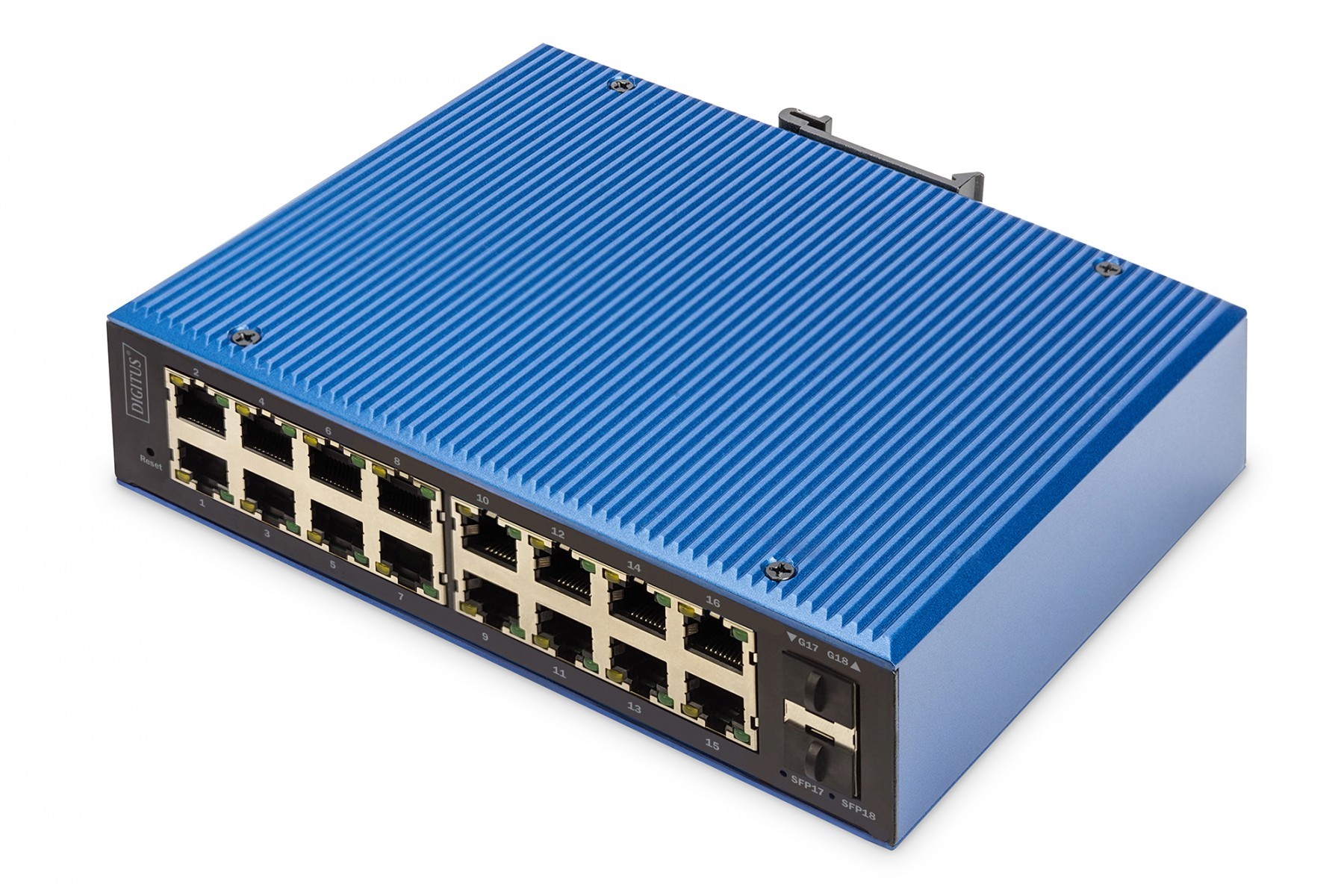 DIGITUS Industrial 16+2 Port - L2 managed Gigabit Ethernet Switch - 16x GE RJ45 + 2 SFP Port