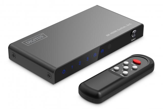 DIGITUS 3x1 HDMI Switch - 8K - 60Hz (4:4:4) - HDR - HDCP 2.3 - Black