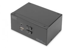 DIGITUS 4K KVM Switch - 3840 x 2160 Pixels - 2-Port -Dual Display - DisplayPort - Black