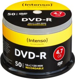 INTENSO DVD-R SCHIJFJES / 4I7GB OPSLAGCAPACITEIT / 50 STUKS IN CAKE BOXVERPAKKING