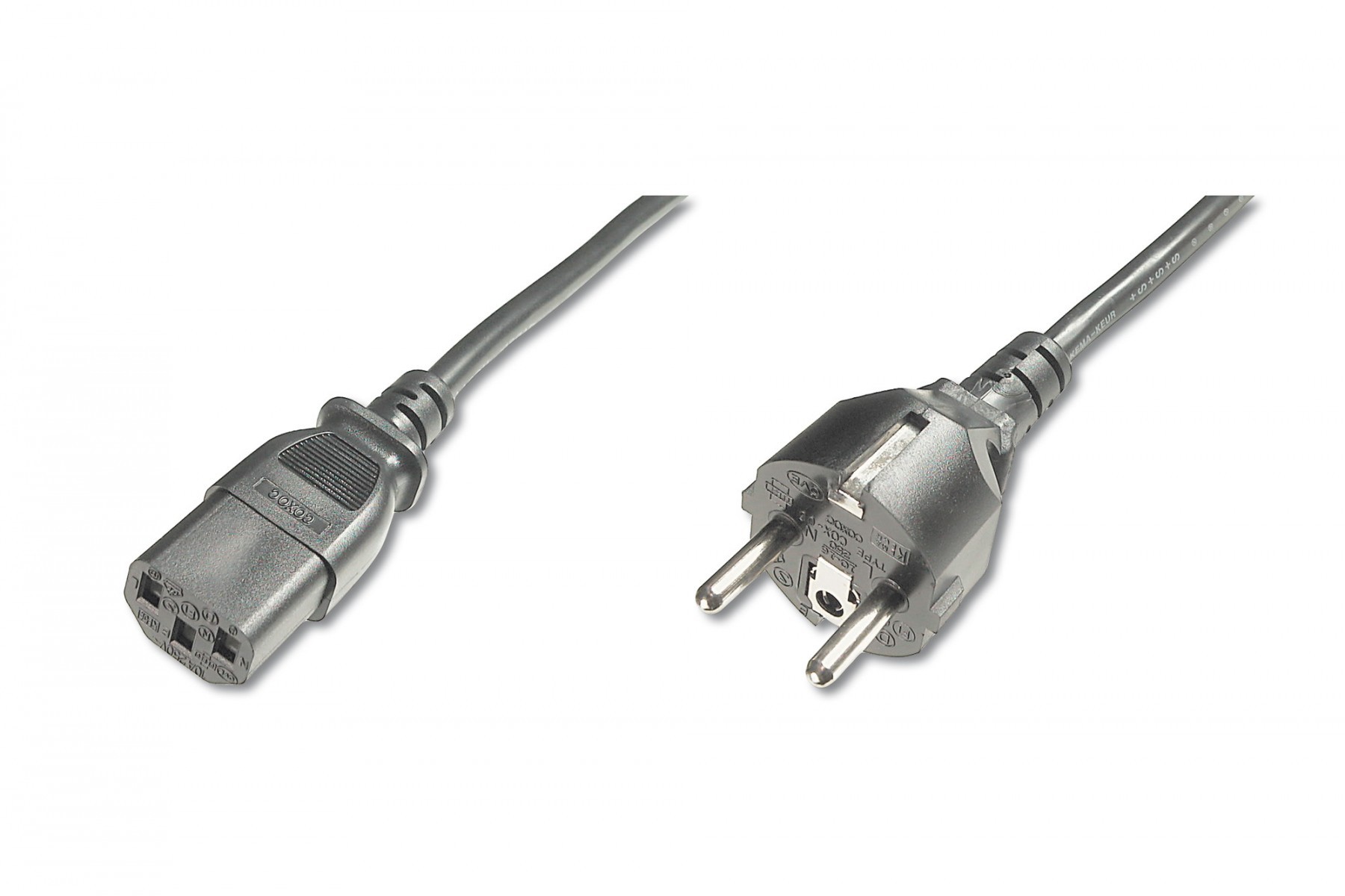 Digitus AK-440110-012-S electriciteitssnoer Zwart 1,2 m CEE7/7 IEC C13