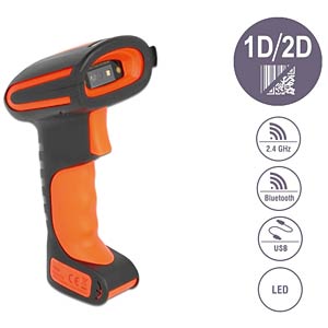 DeLOCK 90507 barcode-lezer Draagbare streepjescodelezer 1D/2D CMOS Zwart, Oranje