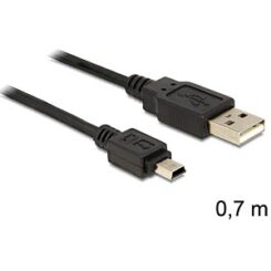 DeLOCK USB 2.0-A / USB mini-B 5pin - 0.70m USB-kabel 0,70 m USB A Mini-USB B Zwart