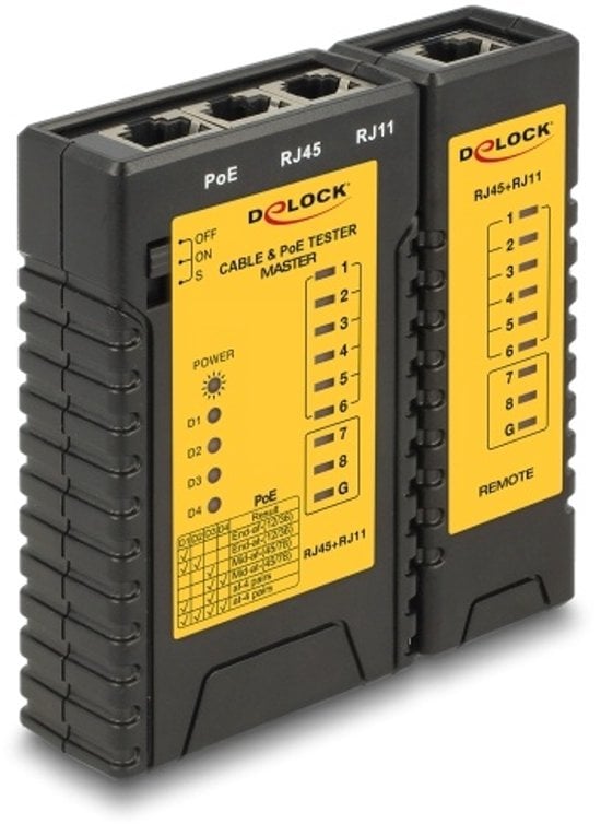 DeLOCK 86107 netwerkkabeltester Zwart, Geel