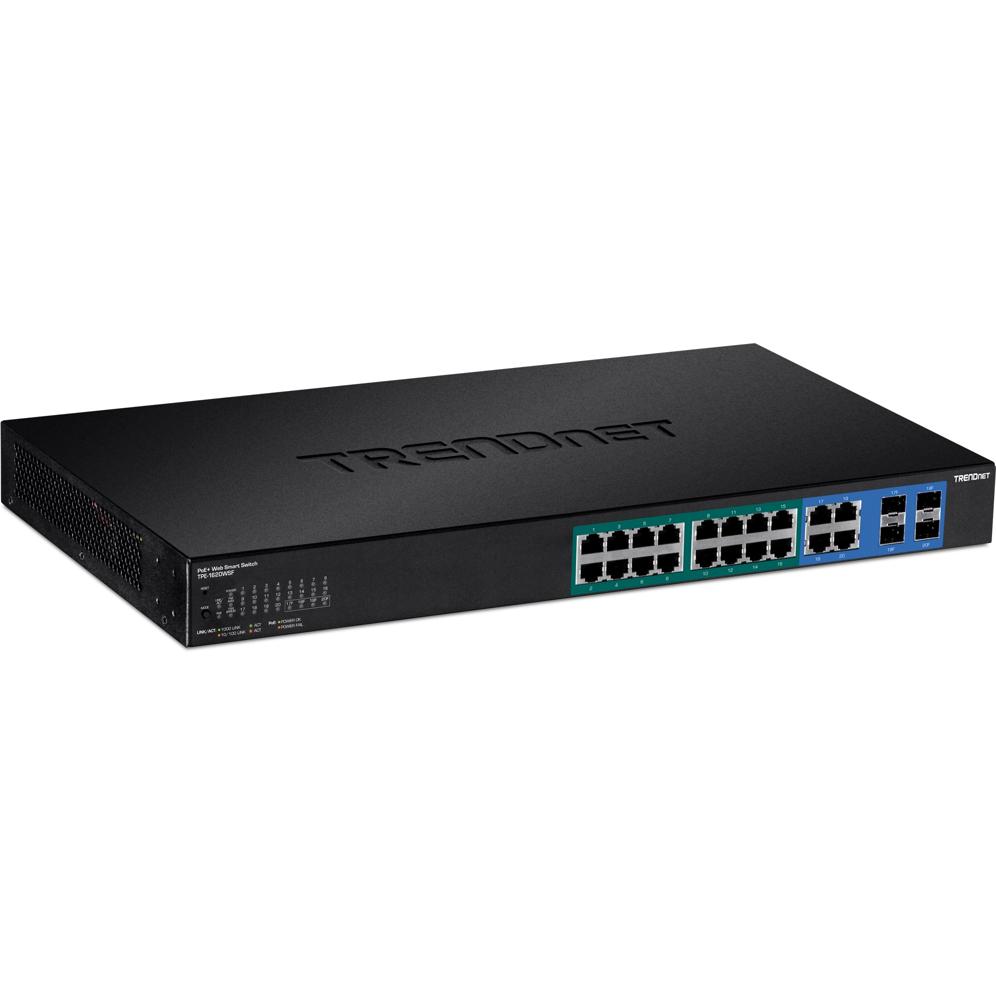 Trendnet TPE-1620WSF netwerk-switch Managed L2/L3 Gigabit Ethernet (10/100/1000) Power over Ethernet (PoE) 1U Zwart