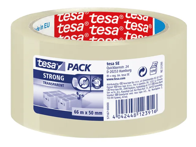 TESA Clear Strong 66 m Polypropyleen (PP)