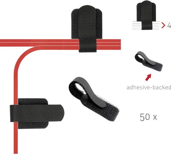 Label-the-cable Wall klittenband Zwart 50 stuk(s)
