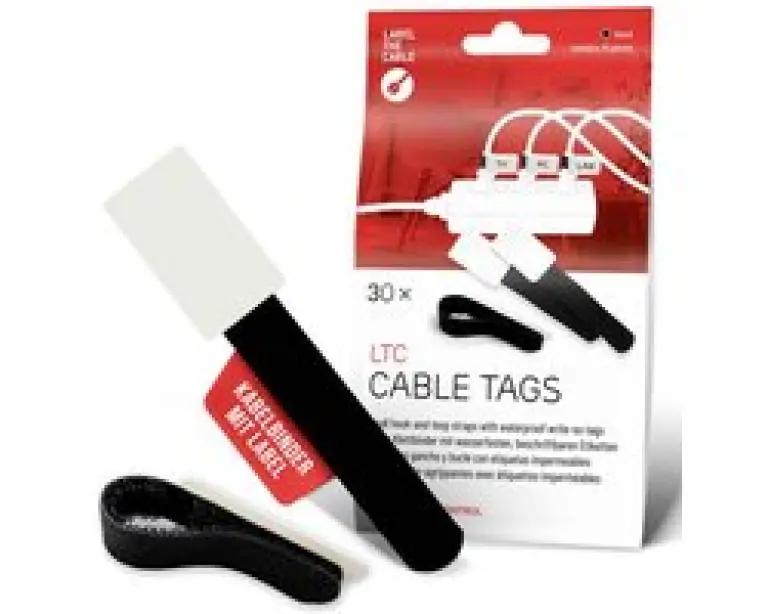 LTC Klettkabelbinderlabel Set wiederverwendbar, schwarz,30er