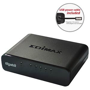 5P Gigabit Ethernet Switch Green, plastic case